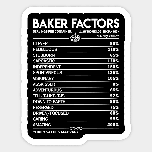 Baker T Shirt - Daily Factors 2 Gift Item Tee Sticker by Jolly358